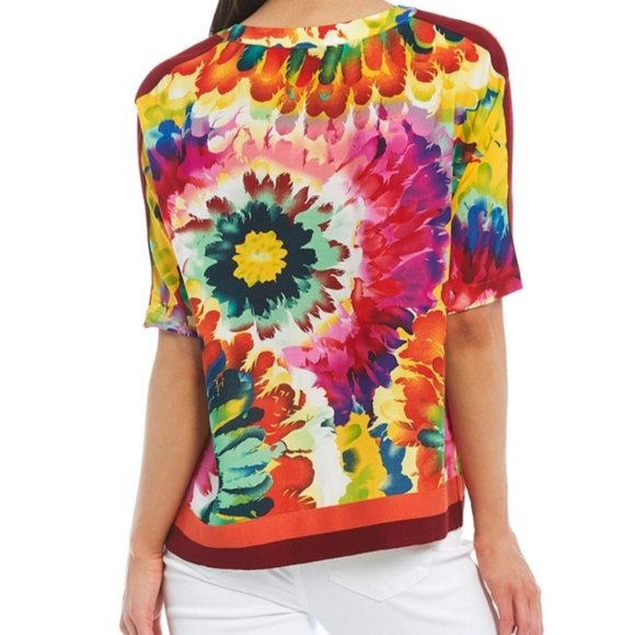 Tru Luxe Jeans Tie Dye Top With Rib Trim - Picture 4 of 5